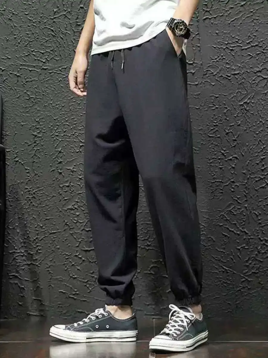 

New Cotton Linen Wide Leg Men's Summer Thin Footed Harem Loose plus Size Nine Points Casual Pants Daily Wear Comfortable Fit