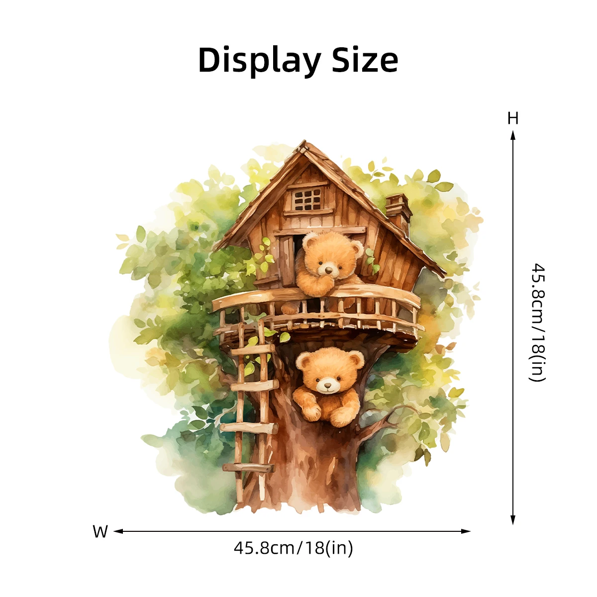 Cute Cartoon Bear Tree House Wall Stickers for Kids Room Bedroom Living Room Home Decoration Wall Decal