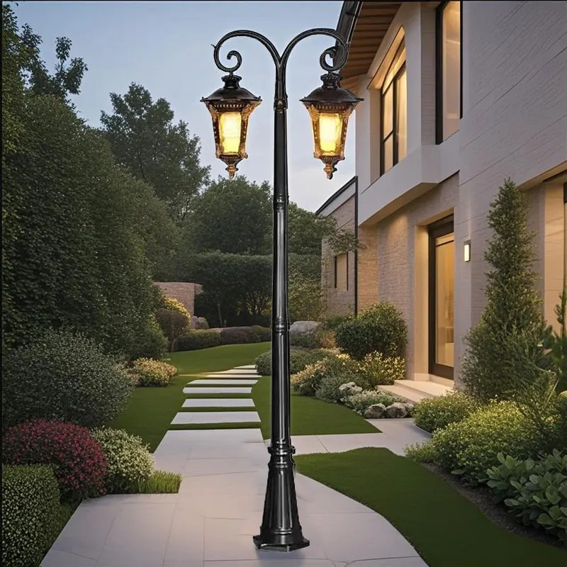 European Style Die-Casting Aluminum LED Street Light ≈280CM for Garden Park Community Villa Landscape Courtyard Lighting