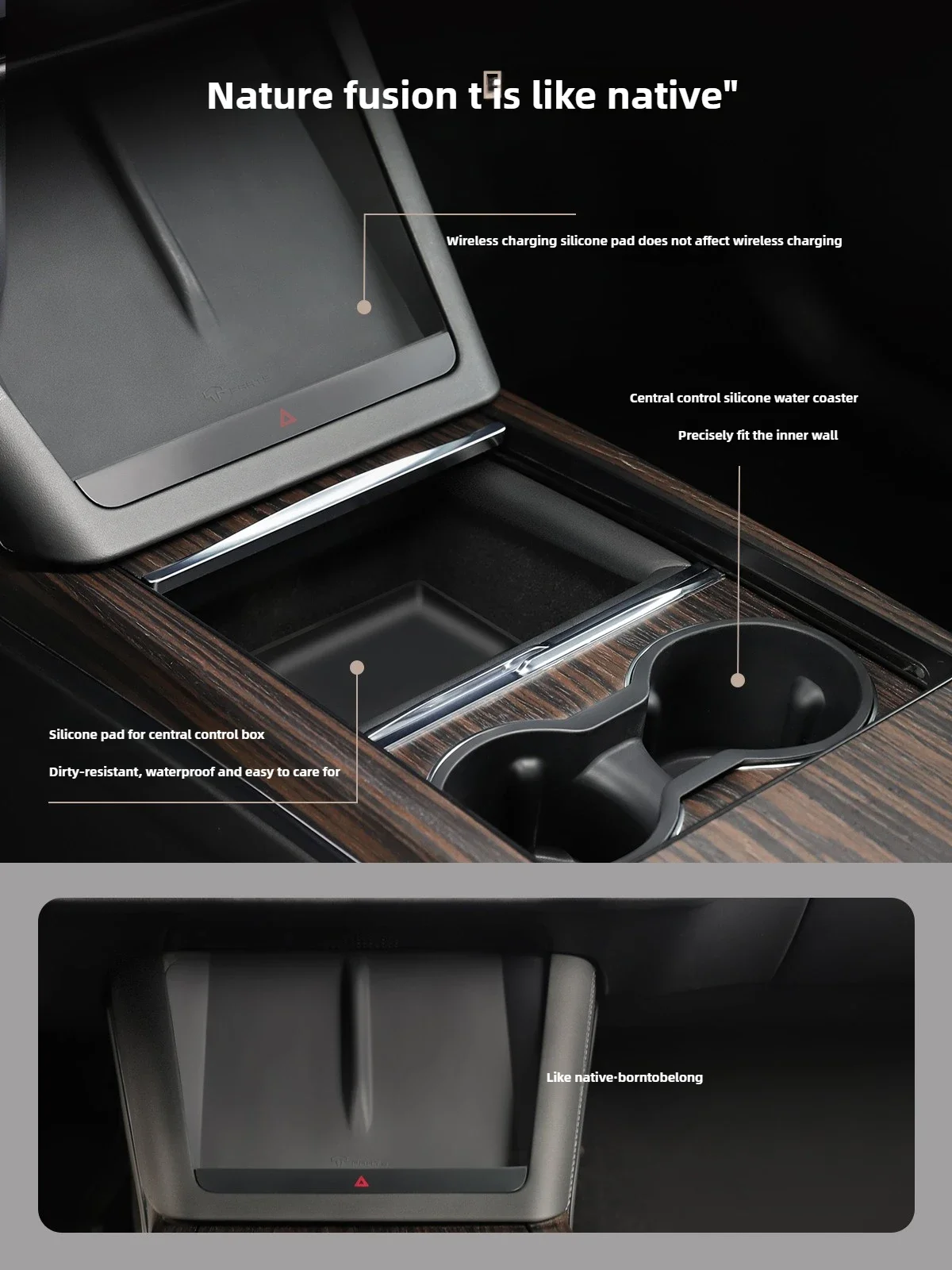 TPARTS is suitable for Tesla's new ModelX/S silicone water cup pad, central control box pad,  wireless charging pad accessories