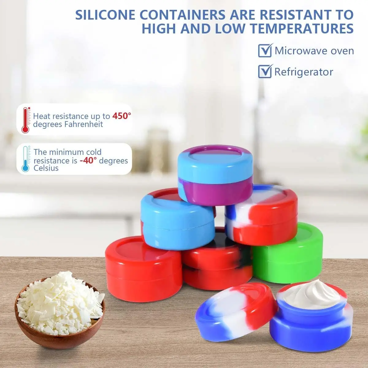 35pc 3ml Multi Color Silicone Wax Jar Container - Cosmetic Container Portable, Multi-Purpose Non stick Wax Oil Storage Tank