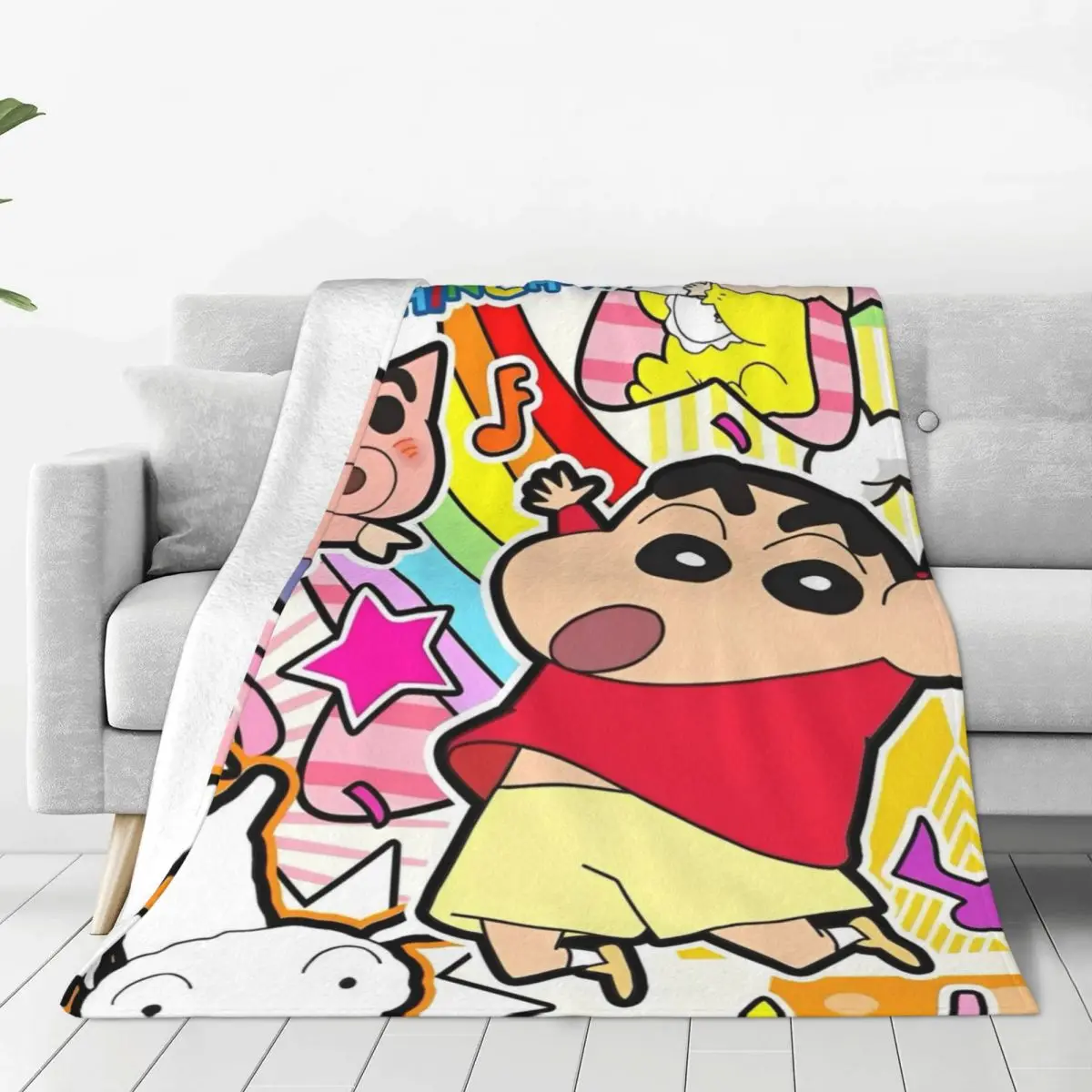 Crayon Shin-chan Himawari Shiro Flannel Blanket Japanese Anime Throw Blankets for Home 125*100cm Rug Piece