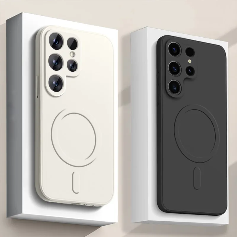 

Original Liquid Silicone For Magsafe Wireless Charge Magnetic Case for Samsung S24 S23 S22 Plus Ultra A15 A35 A55 A05 Soft Cover