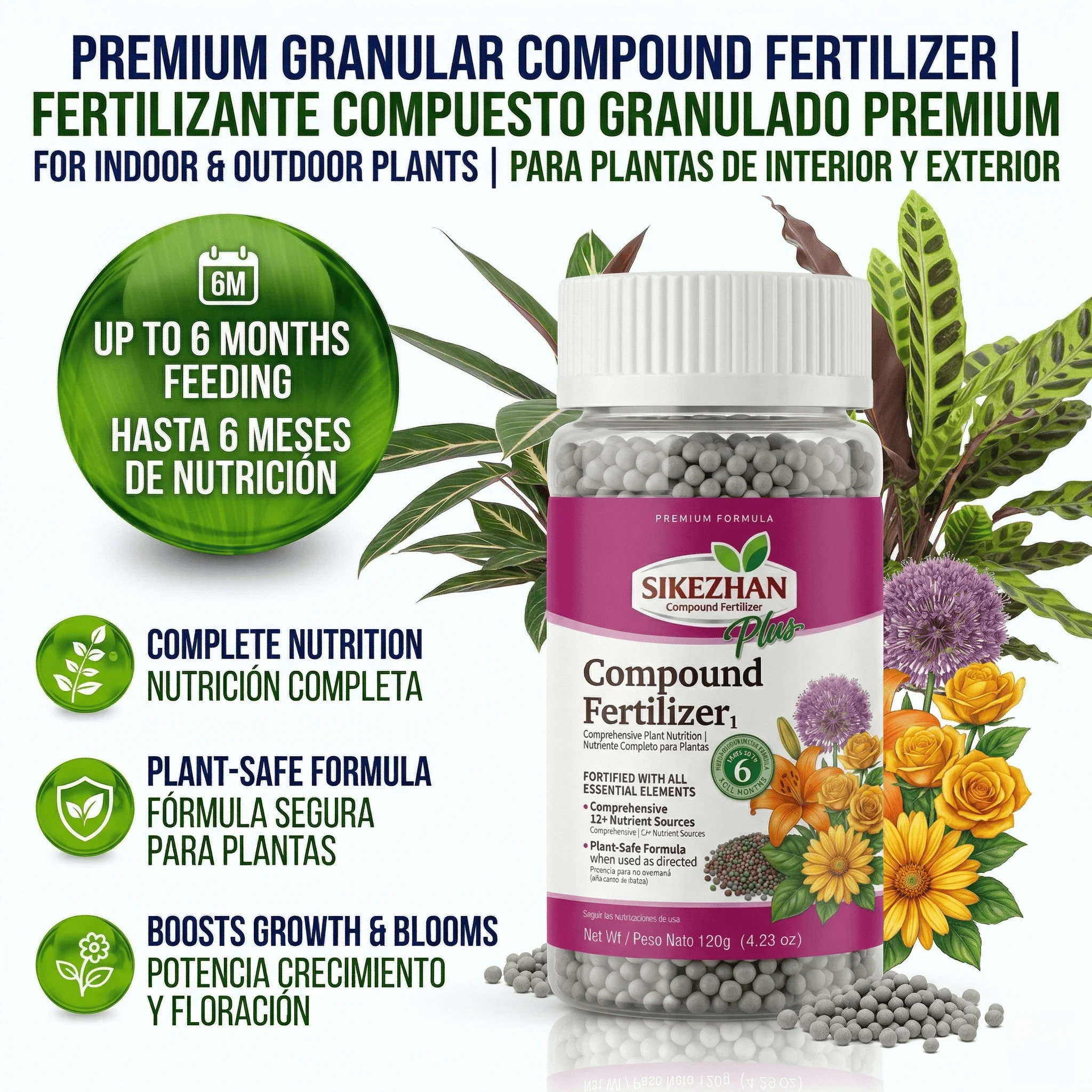 

NPK Fertilizer All-Purpose Organic Plant Food with Measuring Scoop for Flowers Vegetables Fruit Trees Home Garden Agriculture