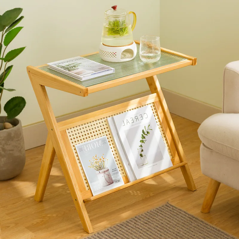 

Simple Rainbow Glass Coffee Table Home Furniture Nan Bamboo Tea Table Corner Table Hotel Table