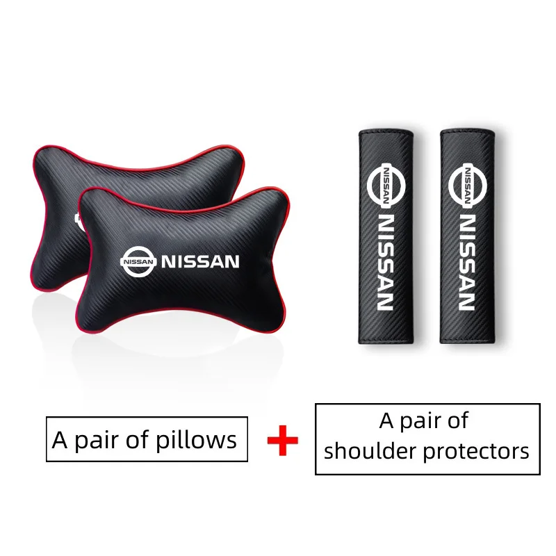 Car Headrest Rest Cushion Neck Pillow Seat Belt Shoulder Pads for Nissan X-trail Qashqai Note Juke Sentra Patrol Navara Micra