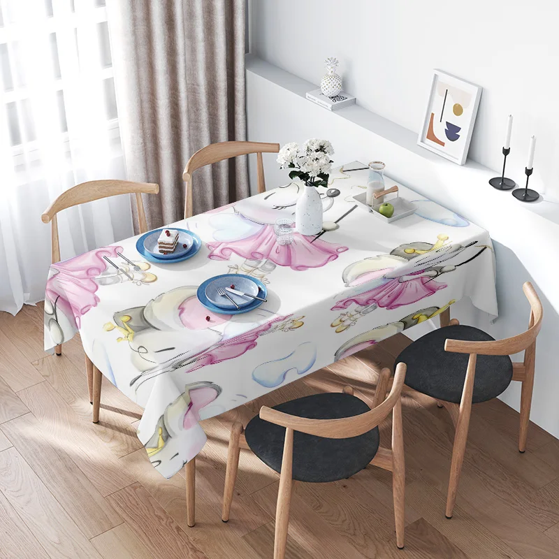 

Printed tablecloth kitchen dining room home decor party event wedding romantic valentine's day gift flower butterfly girl cartoo