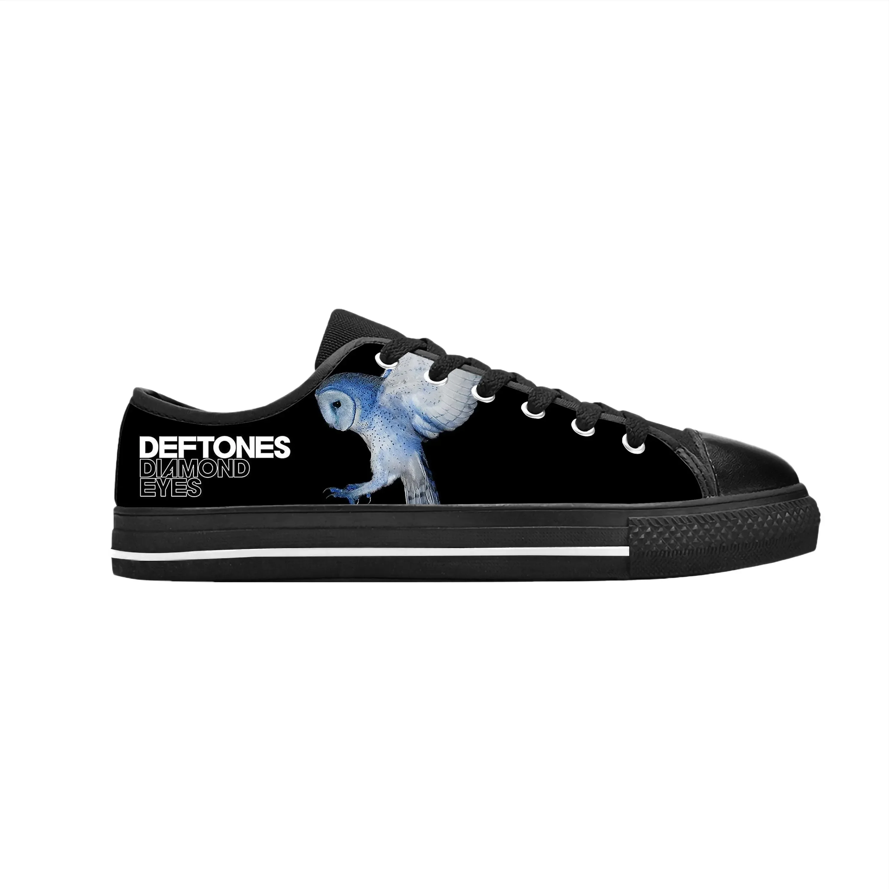 Deftones águia crânio esqueleto rock band música legal sapatos de pano casuais baixo superior confortável respirável impressão 3d tênis das mulheres dos homens