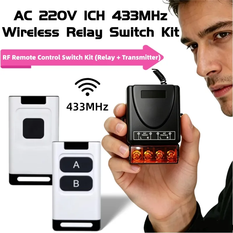 

RF 433Mhz Wireless Remote Control Switch AC 72V-220V Relay Motor Water Pump Door Access System Wireless Switch Car Power