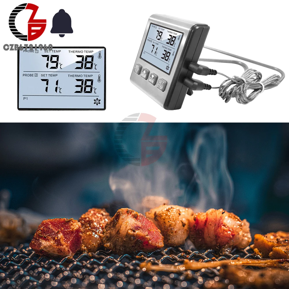 Termometro da cucina digitale temperatura degli alimenti per carne per forno funzione Timer per griglia per barbecue con misuratore di calore a