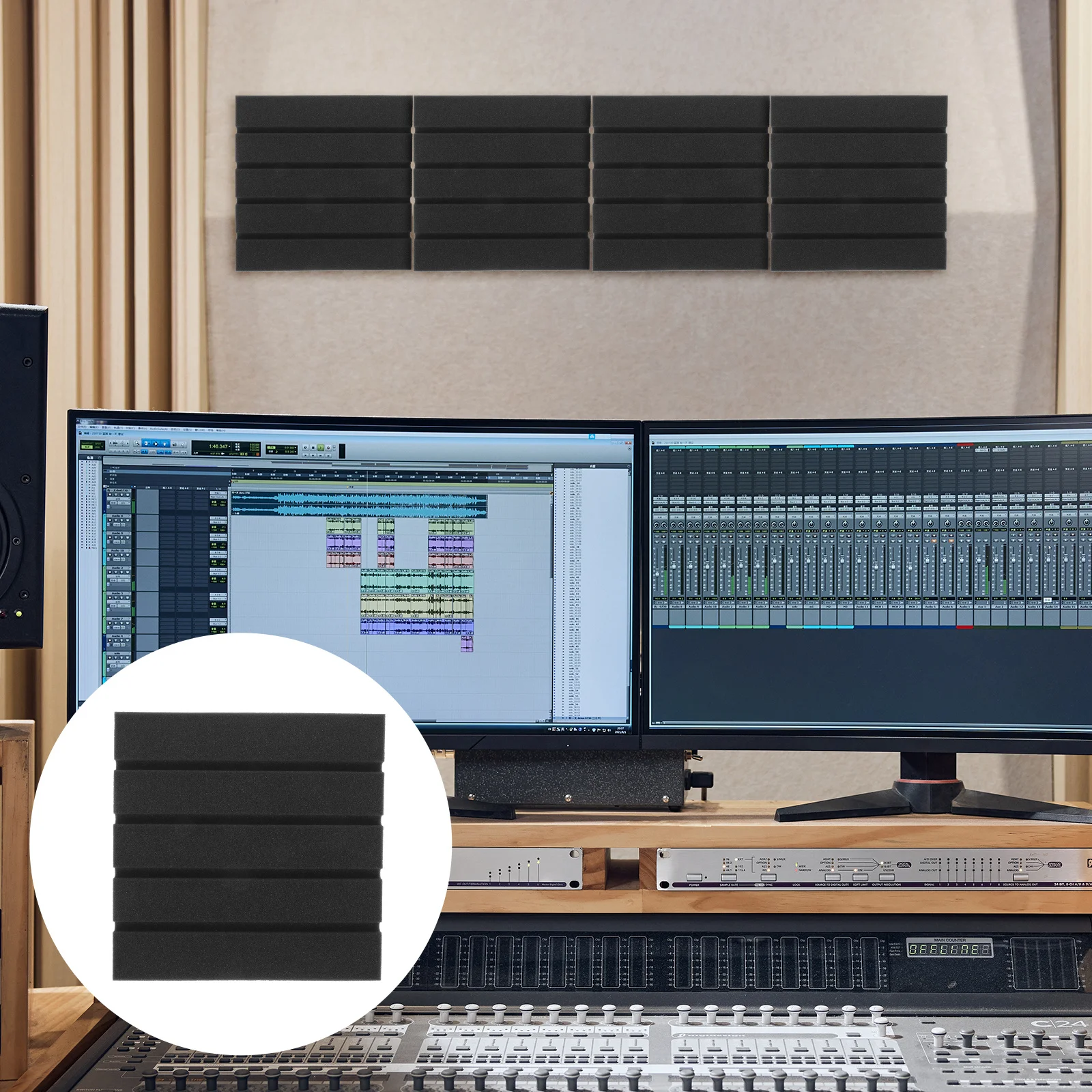 

6Pcs Sound Proof Absorbing Panel Flame Retardant PU Foam Sound Dampening Padding for Studio Music Room Soundproofing Acoustic