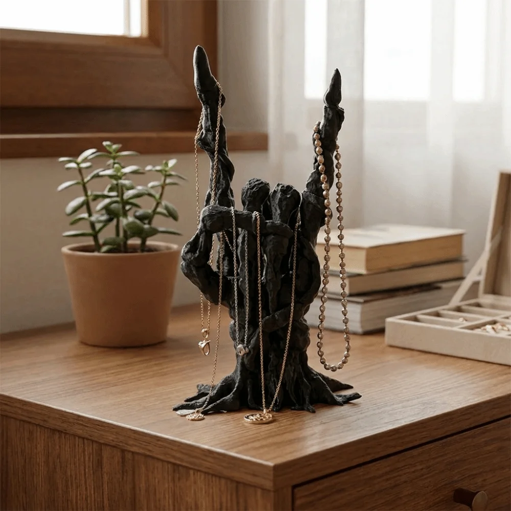 Creative Black Ghost Hand Display Stand Dark Deadwood Style Lightweight Ring Display Stand Demon Shape Gothic Style