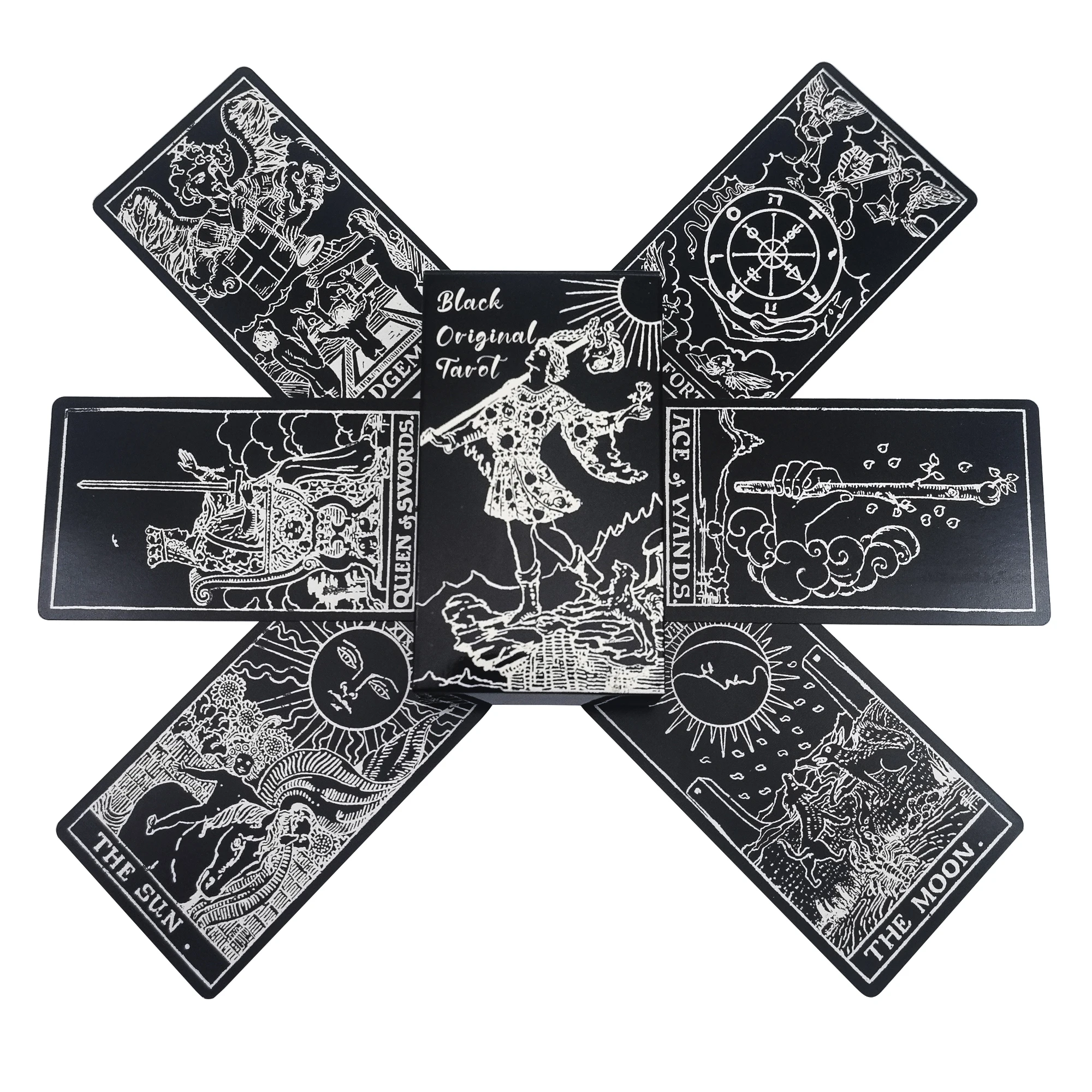 

Black and White Rider Tarot Deck 78 Pcs Tarot Cards for Beginners Rider-waite Tarot System Pocket Size gift