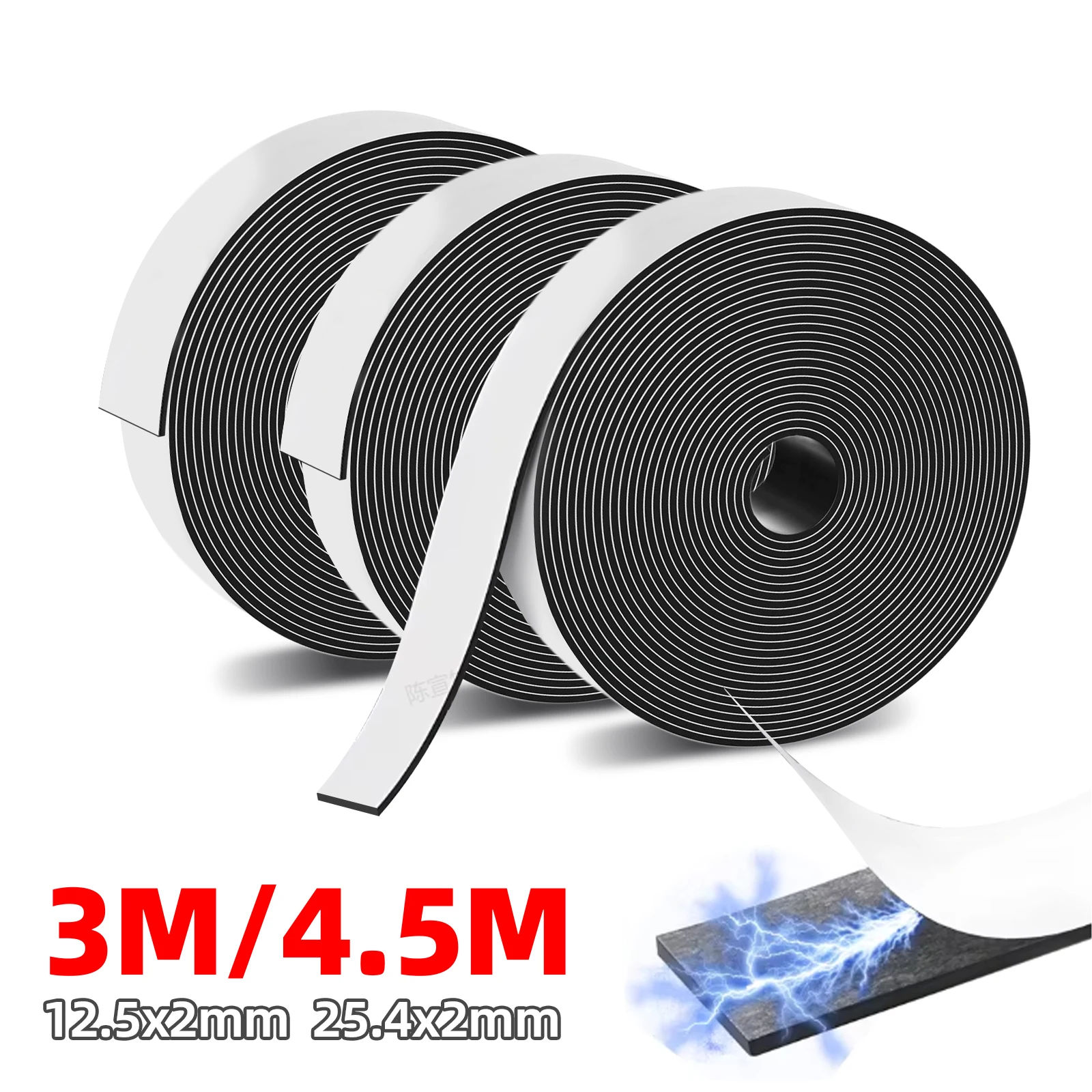 3/4,5M Selbstklebende Magnetstreifen Starkes Magnetband Flexibler Magnetstreifen für Kühlschrank DIY Foto Poster Büro Gummimagnet
