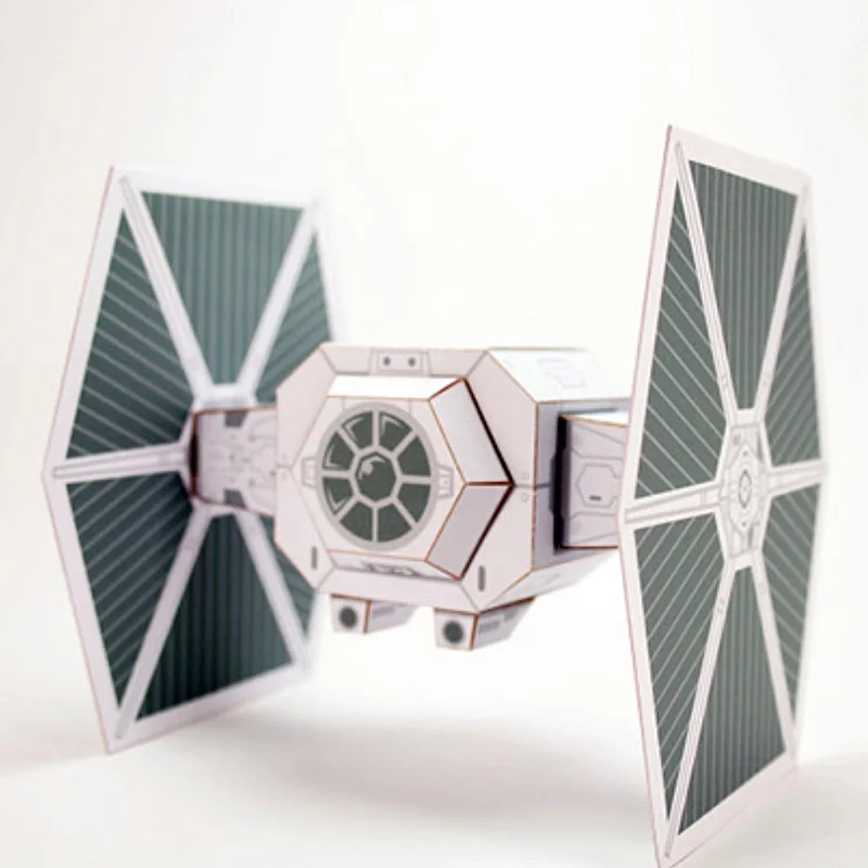 TIE FIGHTER White Paper Model Mini 3D Cube Figure Papercraft DIY Kids Adult Origami Art Handmade Craft Toys FC-015