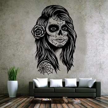 Halloween Zombie Dead Girl Tattoo Wall Sticker Vinyl Home Decor for Living Room Girls Boys Bedroom Decoration Decals Murals G073