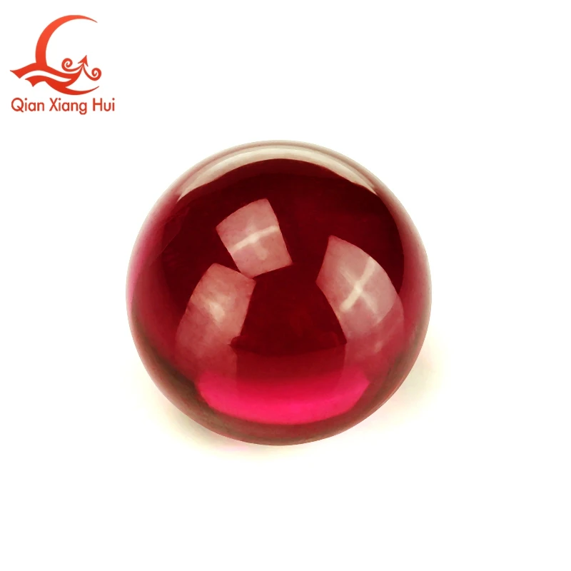 Red Color Smooth Ball Sphere Shape Lab Grown Ruby Beads Loose Stone Corundum Without Hole Gemstone for Jewelry Making
