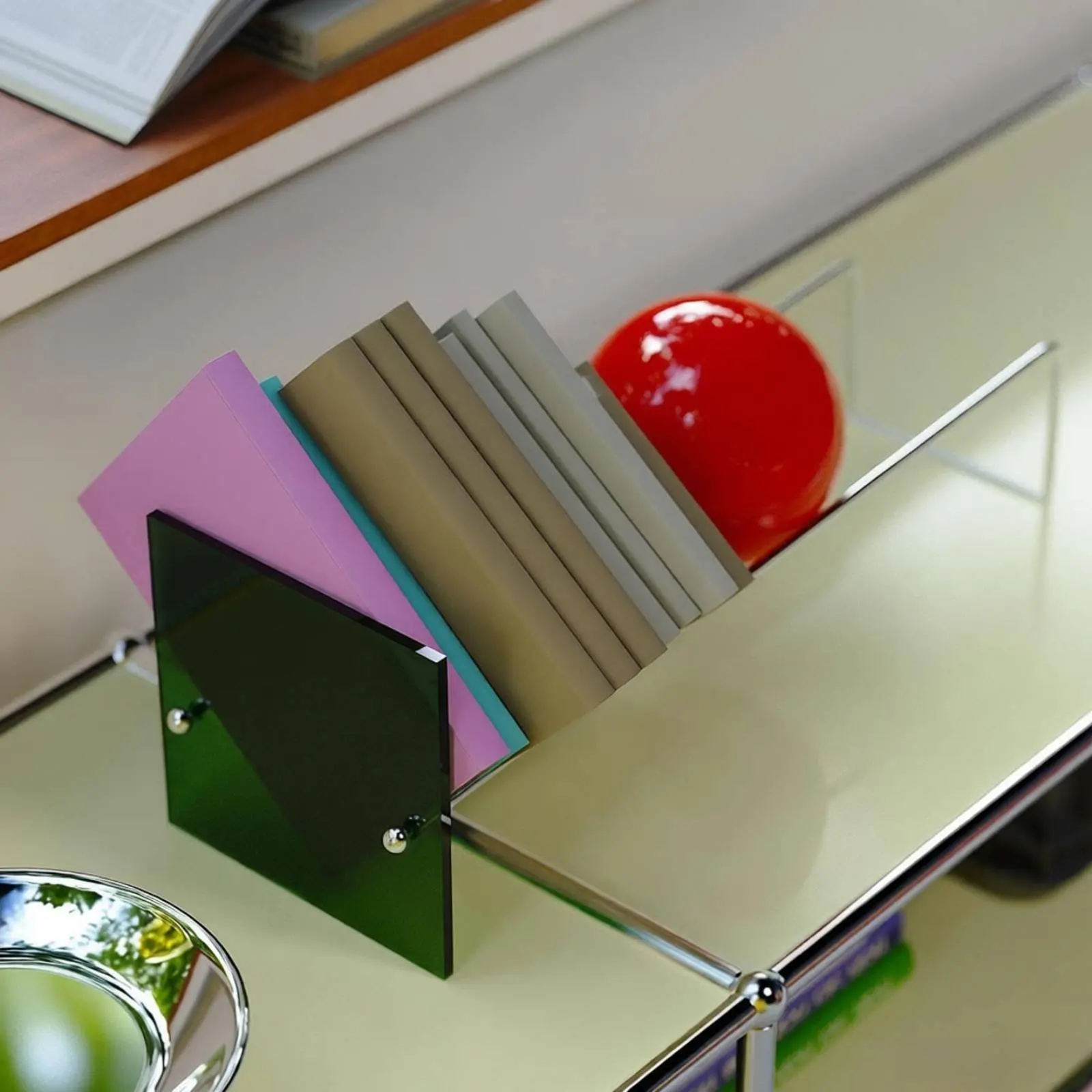 Acrylic Book Stopper Stainless Steel Clear Acrylic Bookends Transparent Book Holder Creative Design Bookend for Desk, Study