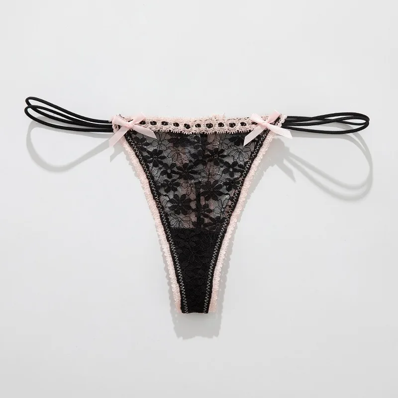 Lace Bow Thongs Women Lace Low Waist Panties Sexy Transparent Underwear Fashion G-string Intimates Lingerie Трусы Женские