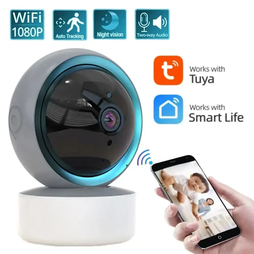 Z06 Tuya 1080P Wifi IP Camera Baby Monitor 360° PTZ Motion Detect 2 Way Audio Night Vision Supports TCP/IP/ONVIF Private Protoco