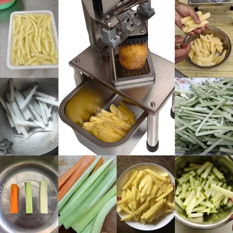 Home and Commercial Use Potato Cutter Machine for French Fries   Vegetable Strip Cutting and Processing