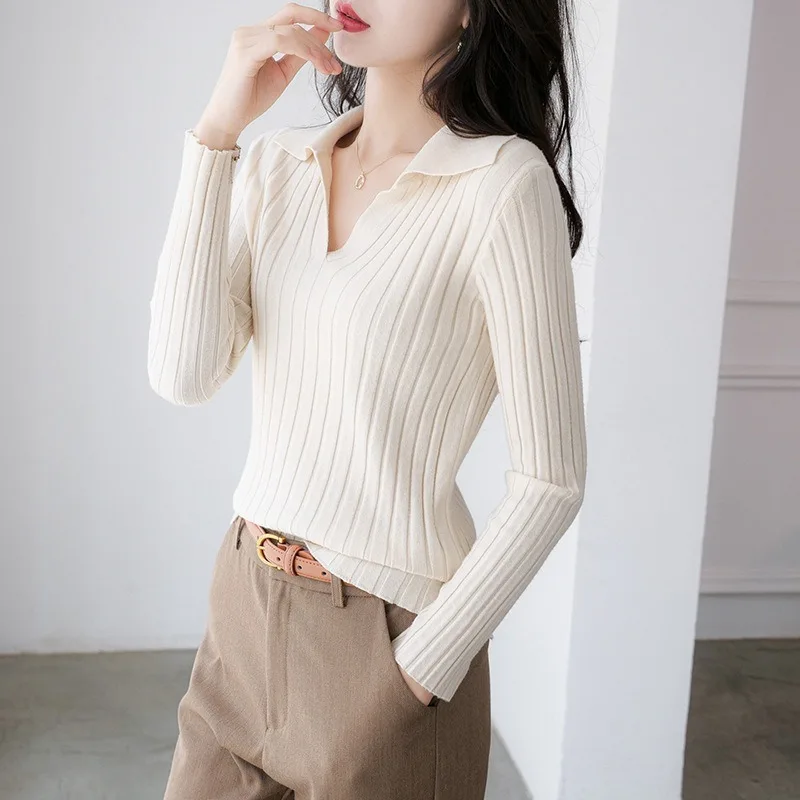 

New autumn women's innerwear knitted sweater slim fit pullover thin cardigan;