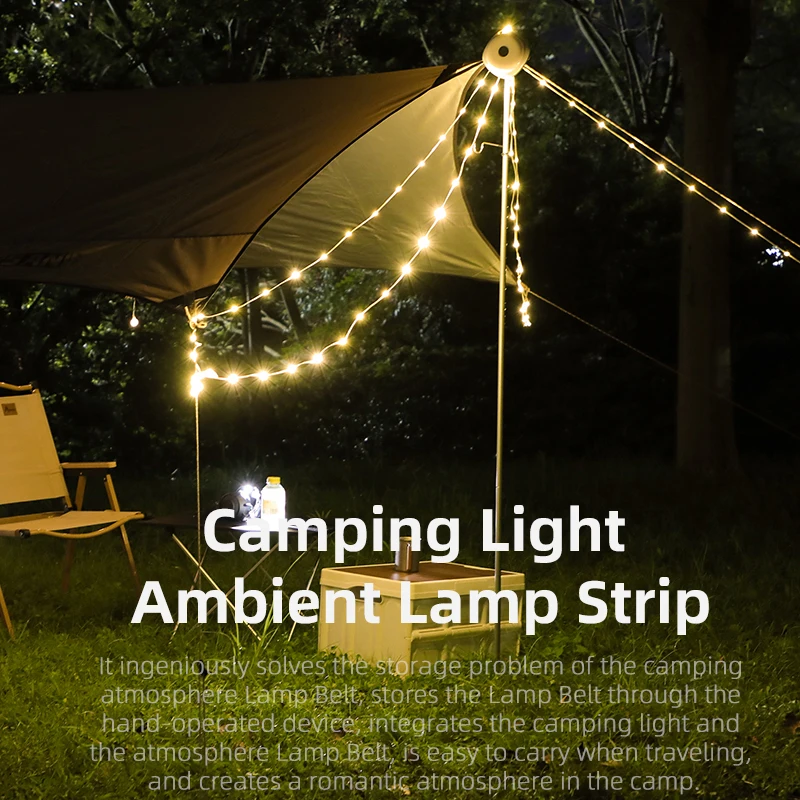 WEST BIKING Camping Light 10M String Fairy Light Waterproof Rechargeable Multi Mode Portable Hanging Lamp For Outdoor Travel