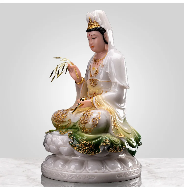 30CM large Buddhism figure jade Goddess Guan yin GOD Avalokitesvara buddha Asia HOME safe protection Prosperity FENG SHUI statue