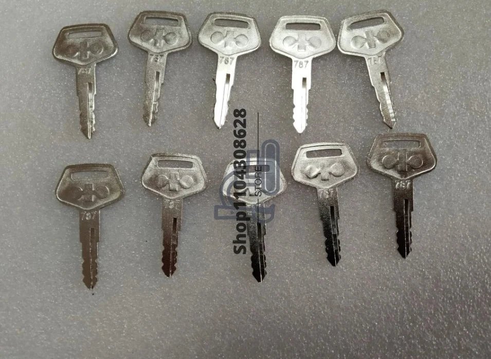 10pcs 787 KEYS Excavator Heavy Equipment 787 Ignition Key Fits for Komatsu PC200 Engine PC200-7 PC200-8 PC220 PC300