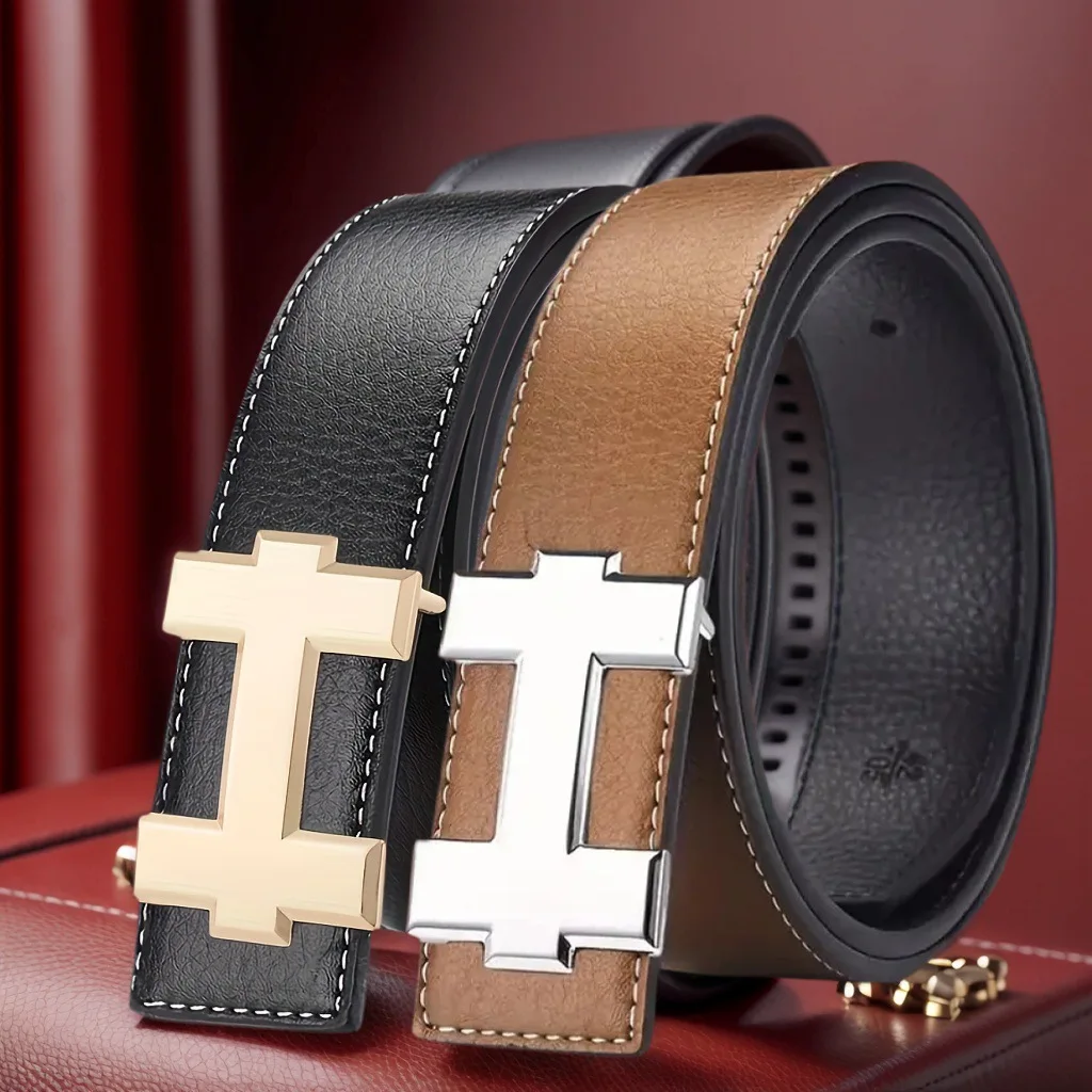3.5cm fashionable casual belt, smooth buckle in gold and silver, designer men's belt of high quality, suitable for both men and