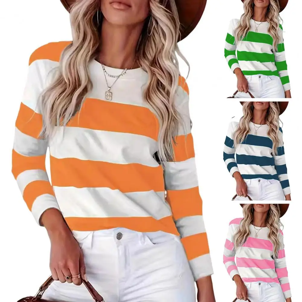 

Summer Women's T-shirt Striped Printing Fashion Casual Long-sleeved 3d T-shirt Fashion Street Oversized Women's Clothing