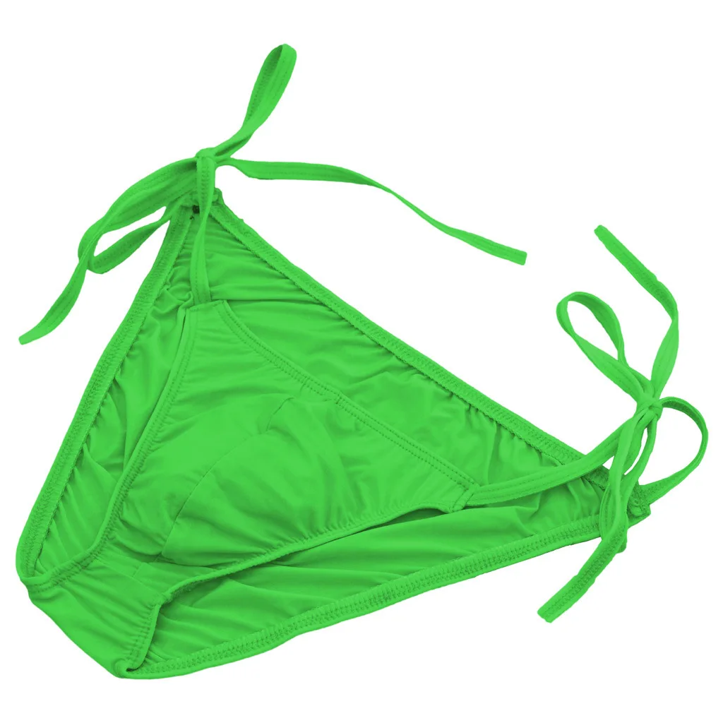 Super sexy men's breathable sissy gay panties elastic laceup sexy panties seamless hip cover men's solid color panties 16 colors