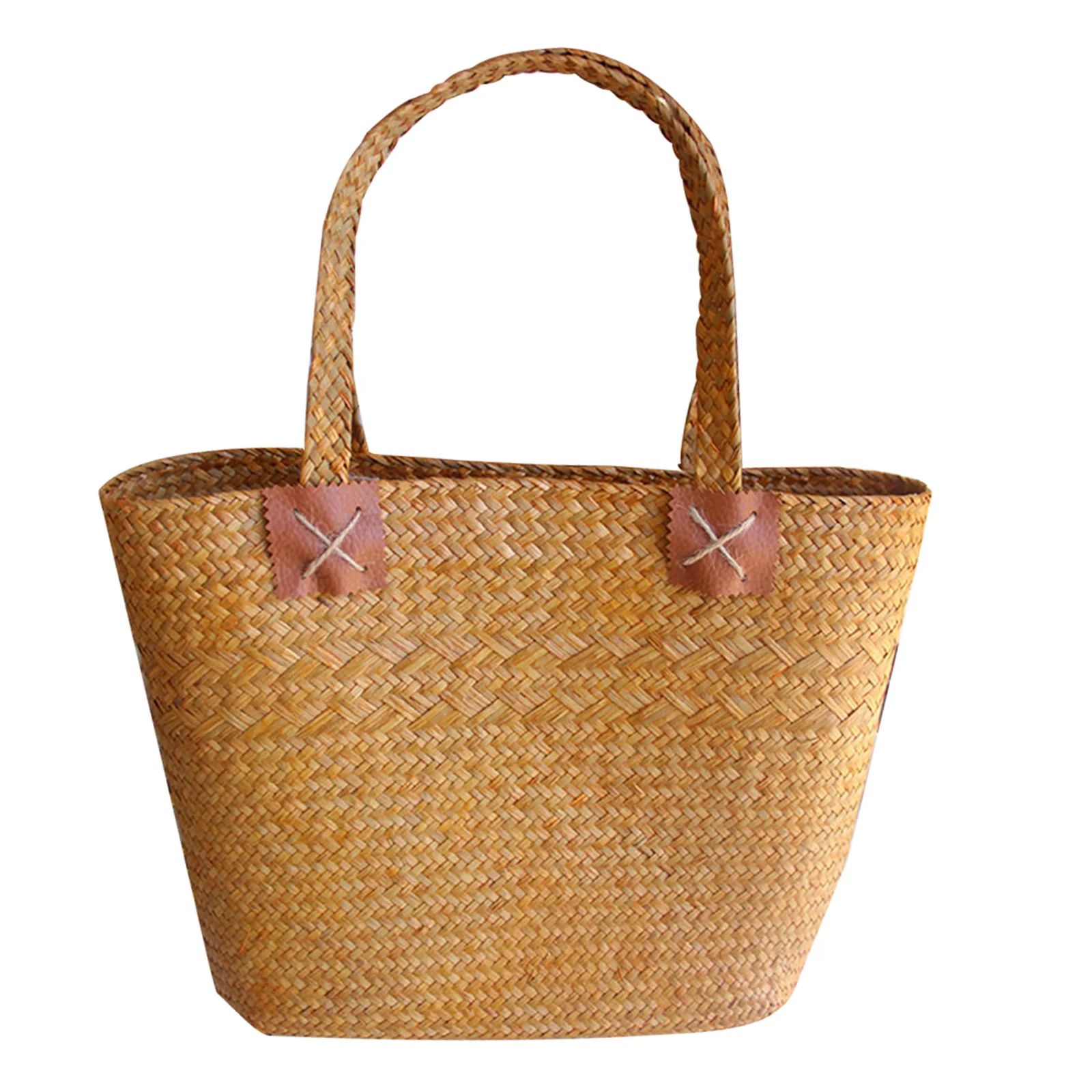

Sea Grass Woven Flower Basket Natural Style Handheld Straw Bag Summer Beach Bag Large Capacity Daily Storage Tote Gift