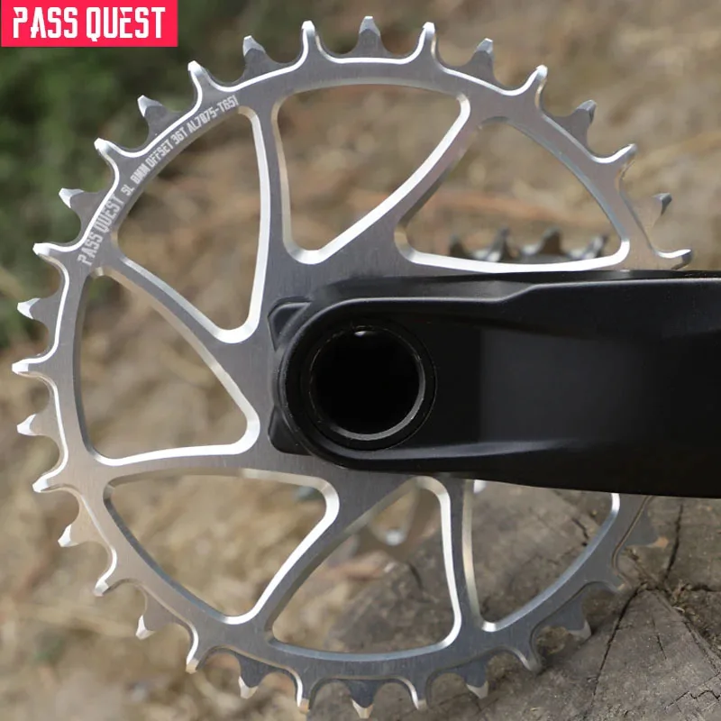 

PASS QUEST-0mm Offset Black Silver Oval Narrow Wide Chainring for MTB Gravel Bike 30T-48T for GX XX XX1 X0 X9