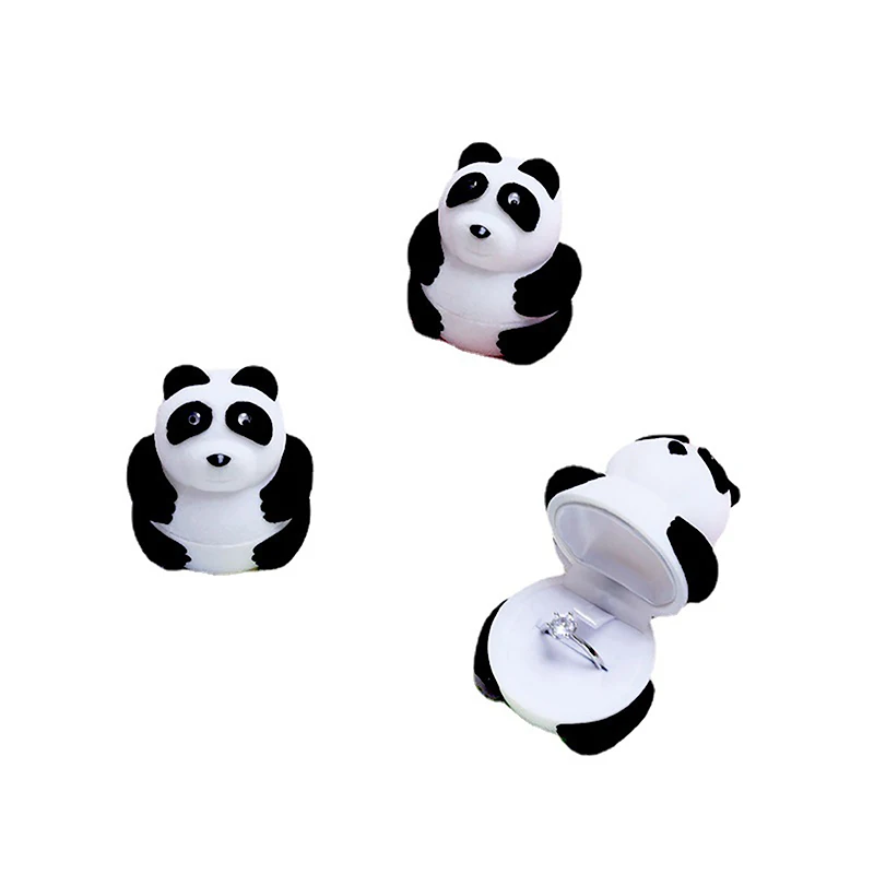 Velvet Lovely Panda Jewelry Box Ring Earrings Present Gift Boxes For Jewellry Wrap Proposal Wedding Ring Box