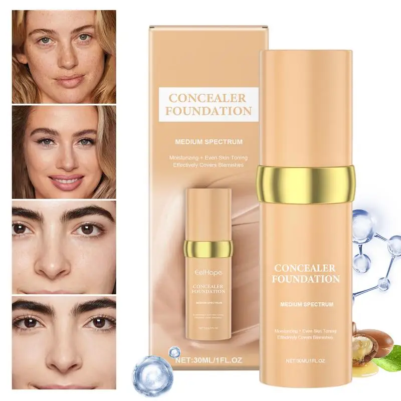 Vloeibare foundation Volledige dekking Gezichtsbasis Waterdicht Langdurig Matte Hydraterende Verhelderende Concealer CC Cream Basis Make-up