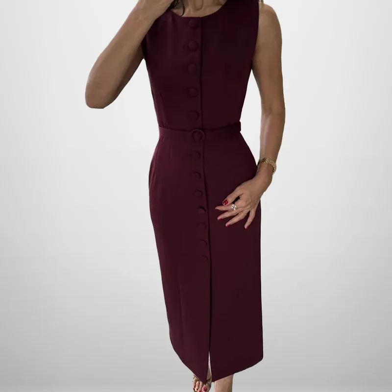 

TOY-5New Elegant SleevelessvSlit Neck Dress