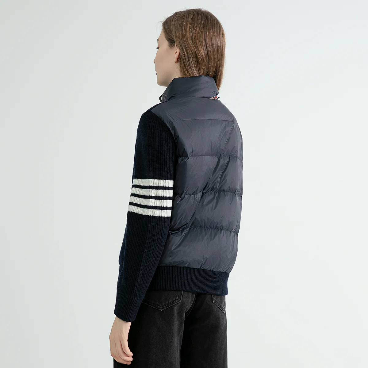 TC612 High-quality luxury women\'s clothing trendy brand wool panelled down jacket stand-up collar winter coat