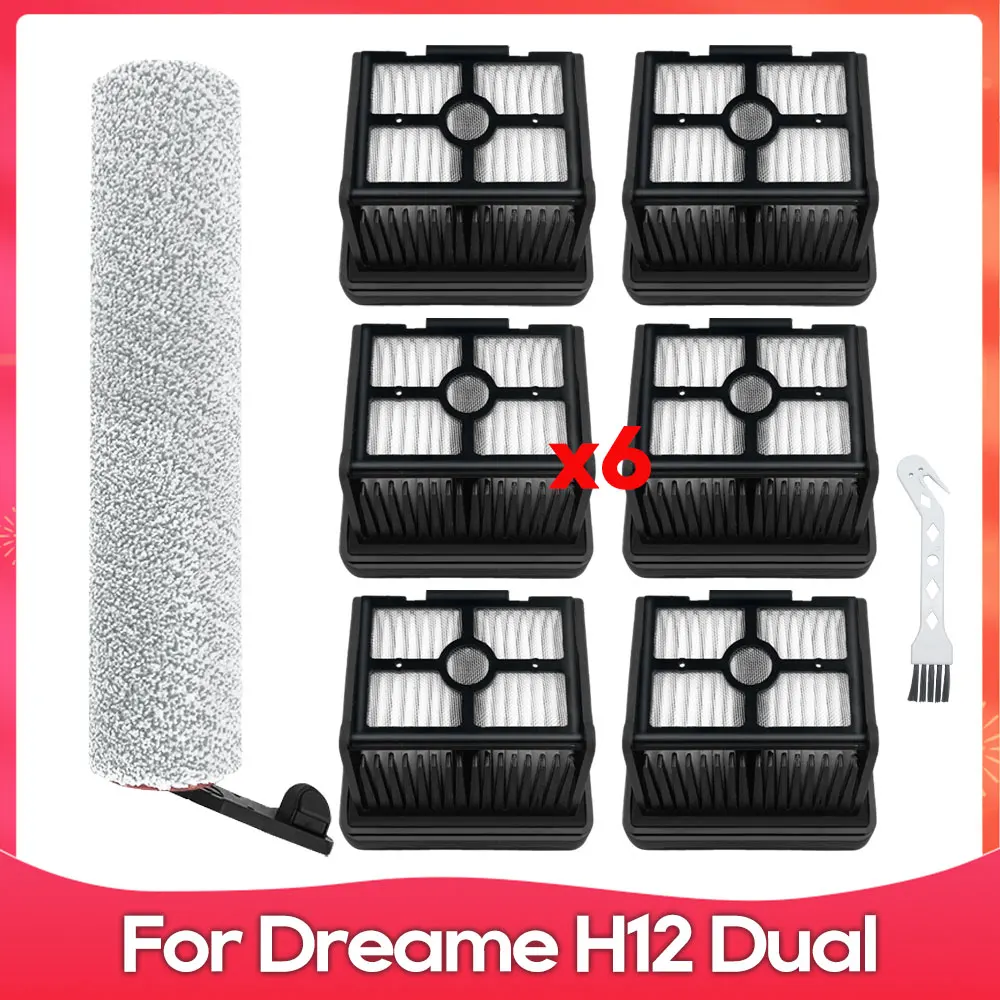 Compatible For ( Dreame H12 Dual ) Vacuum Cleaner Soft Roller Brush Hepa Filter Accessory Replacement Spare Part