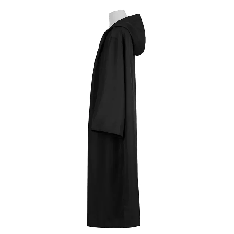 Black Cape Cloak Warrior Costume for Adults Vampire Sorcerer Long Shirt Hooded Ghost of Horror Halloween Christmas Costume Cape view 5