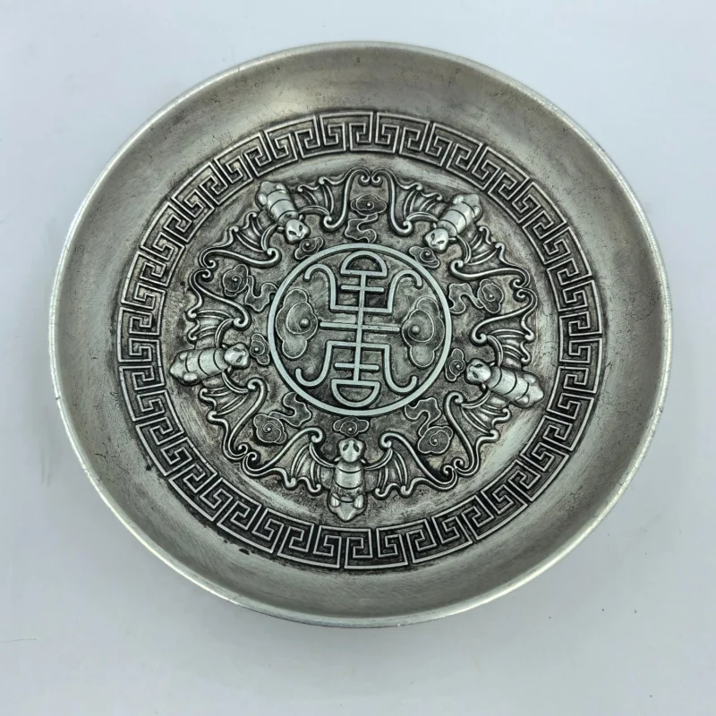 

Антикварная посуда из белой меди с позолотой, тарелка с пятью летучими мышами, серебряное изделие ручной работы, разные коллекционные предметы