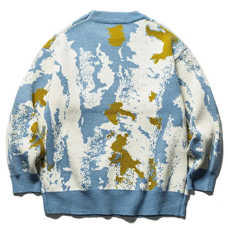 【Mirrordust】suéteres Vintage de gran tamaño para hombre, ropa de calle, suéteres de Hip Hop Harajuku, jerséis de punto, suéteres informales sueltos, prendas de punto