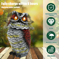 1/2Pcs Creativity Solar Owl Garden Resin Owl Statue Waterproof Solar Owl Decor with Rotating Head Outdoor Yard Bird Repellent