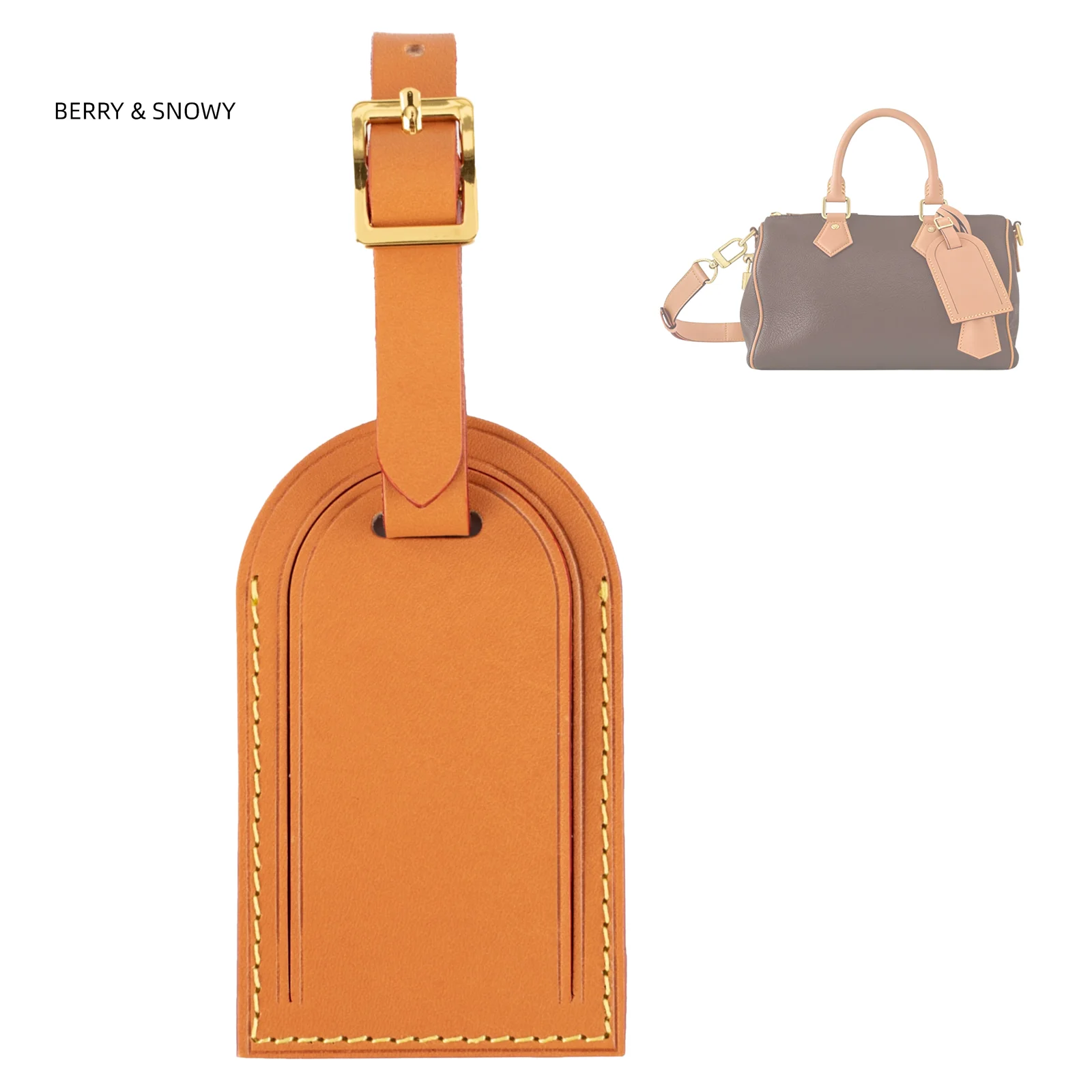 

Berry&Snowy Genuine Vachetta Leather Bag Tag Luggage Tag Replacement for Speedy 25 handbag Damier adjustible Luxury Luggage Tag