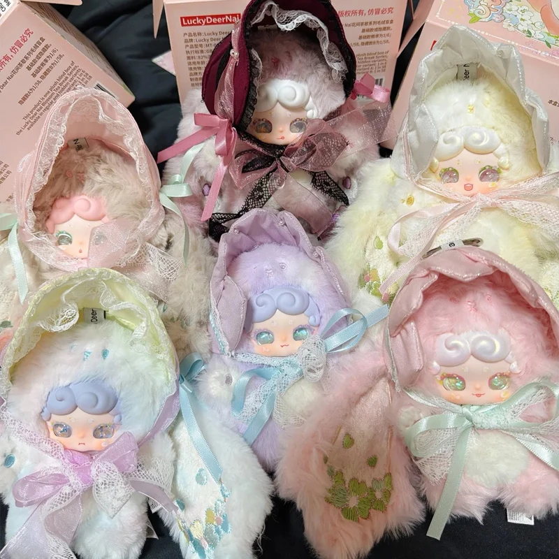 LuckyDeerNai Blossom Tea Break Series Blind Box Cute Bunny Vinyl Plush Blind Doll Bag Pendant Keychain Mystery Box Surprise Gift
