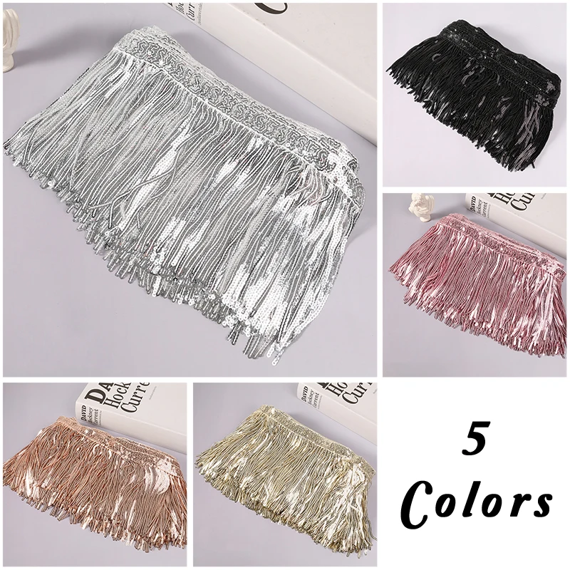 

10 Yard Wide 15cm Beads Tassels Sequins Encrypted Tassels For Dance Clothes Dresses Decorative DIY Sewing Accessories