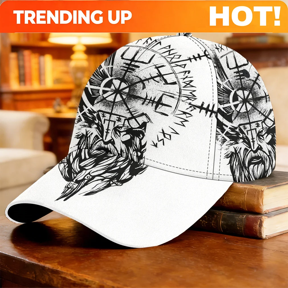 Customization 1pc-2Dflat Viking Runes And Odin Tattoo Design Baseball Cap Daily Commute Street Style Cap Cool Holiday Gift Full