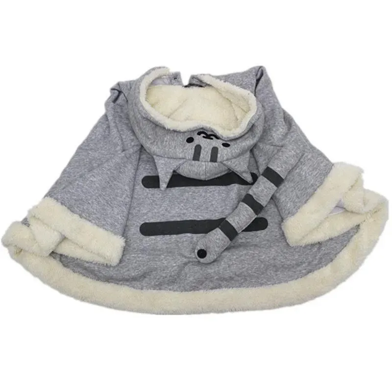 qq34Takerlama Game Neko Atsume Cloak Harajuku Cute Cat Backyard Lolita Girl Hoodie Coat Warm Cape Flannel Hooded Sweatershirts view 4