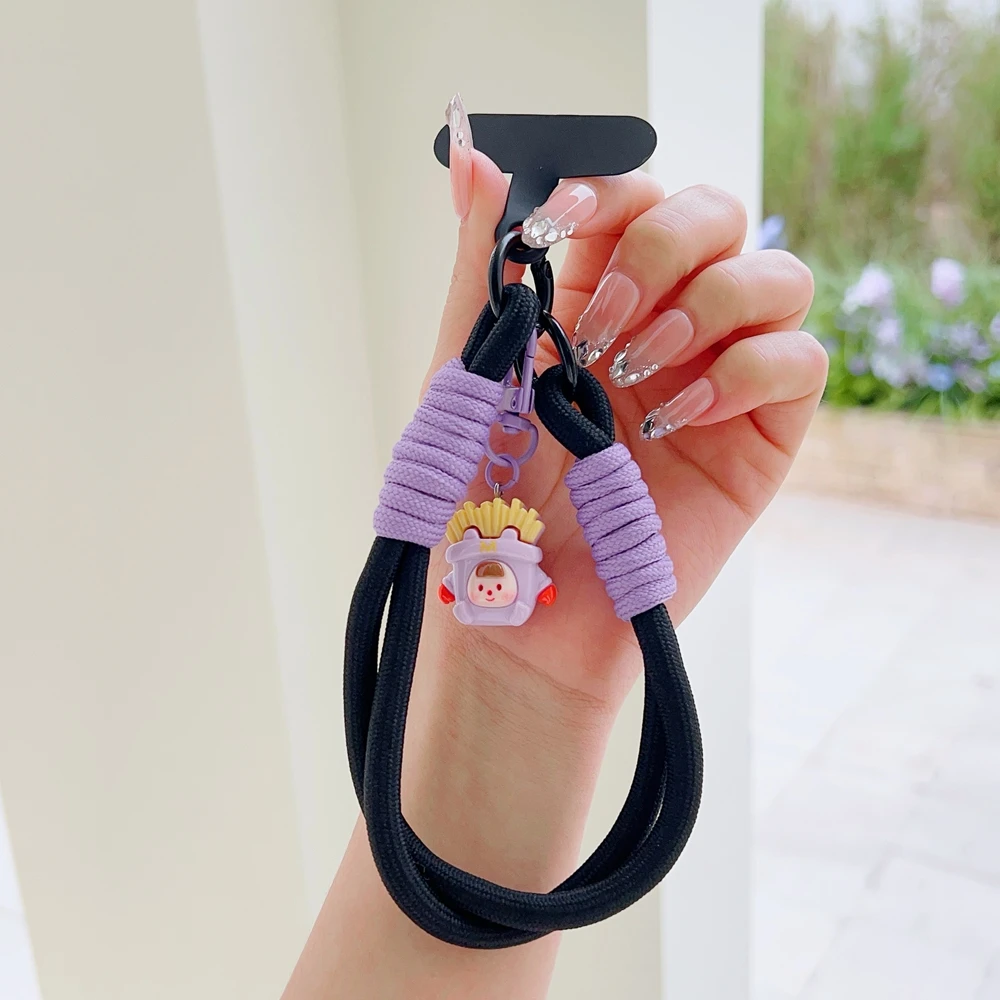 كوريا العالمي مضفر الهاتف المحمول الحبل حزام الكرتون معلقة سلسلة حلقة الحبل مع التصحيح شريط للرسغ هاتف محمول انفصال #6