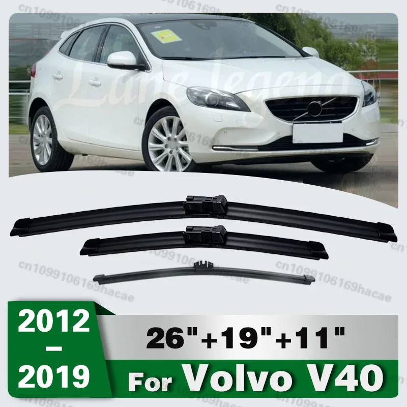 

Wiper LHD Front & Rear Wiper Blades Set For Volvo V40 2012-2019 Windshield Windscreen Window Brushes 26"+19"+11" Car Accessories